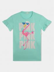 Billieblush Sukienka letnia U20186 Zielony Regular Fit. Zielone sukienki dziewczęce Billieblush, na lato, bez wzorów, z bawełny, bez ramiączek. Za 219.99 zł.
