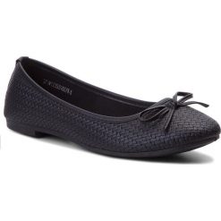 Baleriny JENNY FAIRY W123SS16078-5. Czarne baleriny damskie Jenny Fairy, bez wzorów, ze skóry ekologicznej, bez obcasa. Za 39.99 zł.