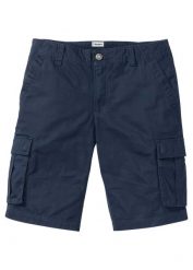 Bermudy bojówki z czystej bawełny, relaxed fit. Niebieskie szorty męskie bonprix, bez wzorów, z bawełny. Za 119.99 zł.