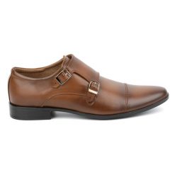 Olivier Skórzane buty wizytowe Monki 306LU brązowe. Brązowe buty wizytowe męskie z jeansu, bez zapięcia. Za 367.89 zł.
