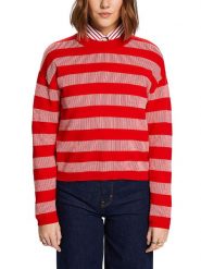 ESPRIT Sweter w kolorze czerwono-białym rozmiar: XL. Czerwone swetry klasyczne damskie Esprit, xl, z bawełny, bez kołnierzyka. Za 92.21 zł.