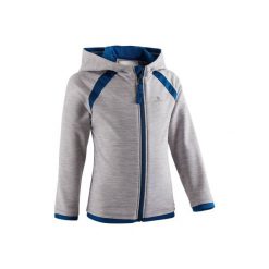 Bluza na zamek z kapturem Gym & Pilates S500 dla maluchów. Szare bluzy i bluzki niemowlęce DOMYOS, bez wzorów, z elastanu, bez ramiączek, z kapturem. Za 44.99 zł.