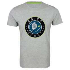 T-shirt męski Asics PADEL SS GRAPHIC TEE. Szare t-shirty męskie Asics, m, bez wzorów, z bawełny, bez kołnierzyka. Za 34.00 zł.