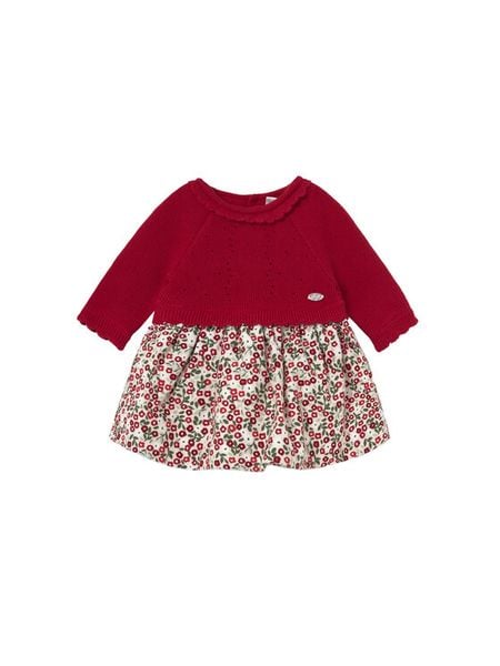 Mayoral Sukienka codzienna 2821 Czerwony Regular Fit. Czerwone sukienki dziewczęce Mayoral, bez wzorów, z bawełny, bez ramiączek. Za 119.99 zł.