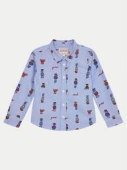 Guess Koszula N5RH00 W9CL0 Niebieski Regular Fit. Niebieskie koszule chłopięce Guess, z aplikacjami, z bawełny, bez kołnierzyka, bez ramiączek. Za 129.99 zł.