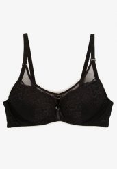 Czarny Biustonosz Push-Up z Koronki Ozdobiony Metalową Aplikacją Arissta. Czarne biustonosze Renee, z aplikacjami, z koronki. Za 39.99 zł.