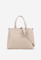 Beżowa Torebka Shopper z Trzema Przegródkami Meravienna. Brązowe shopper bag damskie Renee, bez wzorów, z jeansu, bez dodatków. Za 159.99 zł.