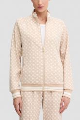 GUESS Beżowa rozpinana damska bluza w monogram Aggie, Rozmiar S. Brązowe bluzy bez kaptura damskie Guess, s. W wyprzedaży za 229.99 zł.