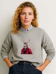 WOOOP Bluza "Red clad deer" w kolorze szarym rozmiar: XXL. Szare bluzy bez kaptura damskie Wooop, xxl. Za 100.99 zł.