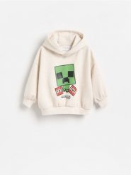 Bluza Minecraft - beżowy. Brązowe bluzy i bluzki niemowlęce Reserved, bez wzorów, z bawełny, bez ramiączek, bez kaptura. Za 69.99 zł.