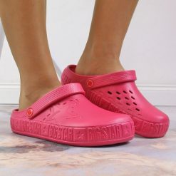 Klapki damskie chodaki różowe Big Star II275007. Czerwone klapki damskie Big Star, bez wzorów, z materiału, bez obcasa. Za 50.00 zł.