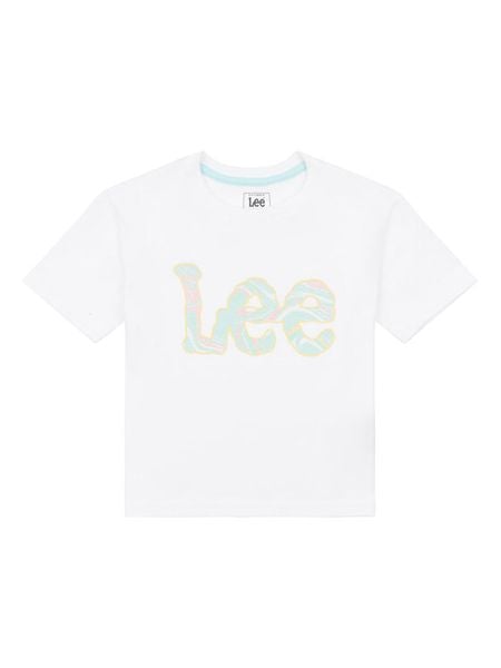 Lee T-Shirt Marble Print LEG5082 Biały Regular Fit. Białe koszulki dziewczęce Lee, bez wzorów, z bawełny, bez ramiączek. Za 69.99 zł.
