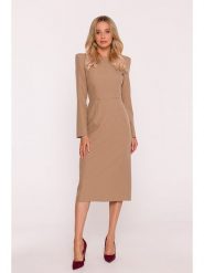 Stylove Sukienka w kolorze beżowym rozmiar: XL. Brązowe sukienki damskie Stylove, xl, bez wzorów, bez kołnierzyka, bez ramiączek, midi. Za 279.99 zł.