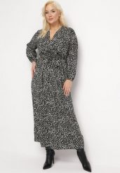 Czarna Rozkloszowana Sukienka Maxi z Gumką w Pasie Belinna. Czarne sukienki damskie Born2be, l, bez wzorów, bez kołnierzyka, bez ramiączek, maxi, kopertowe. W wyprzedaży za 95.99 zł.