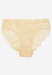 Jasnobeżowe Majtki Typu Figi z Delikatną Koronką Holiva. Brązowe figi damskie Born2be, l, bez wzorów, z bawełny. Za 4.99 zł.