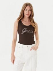 Guess Top W5YP00 KCXJ2 Brązowy Regular Fit. Brązowe topy damskie Guess, xxl, z aplikacjami, z syntetyku, bez kołnierzyka. Za 179.99 zł.