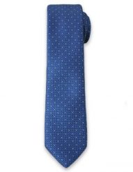 Stylowy Krawat Męski w Drobny Biały Wzór - 6 cm - Alties, Niebieski. Niebieskie krawaty i muchy męskie Alties, bez wzorów, z tkaniny, eleganckie. Za 49.00 zł.