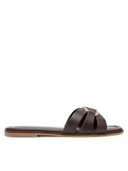 TWINSET Klapki 251TGT090 Brązowy. Brązowe klapki damskie Twinset, bez wzorów, ze skóry, bez obcasa. Za 569.99 zł.