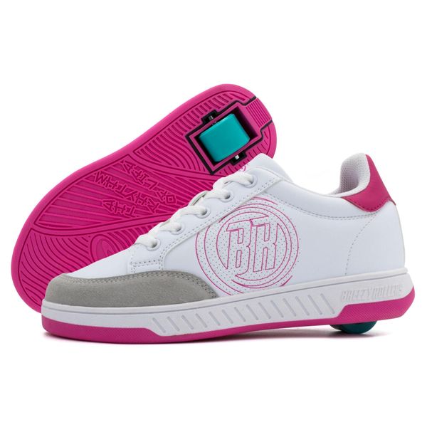 Buty na kólkach BREEZY ROLLERS 2241811. Białe buty sportowe na co dzień damskie BREEZY ROLLERS, bez wzorów, trekkingowe. Za 299.50 zł.