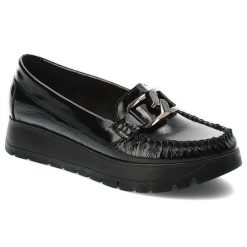 Czarne Modne Półbuty Armodo Stylowe Obuwie Damskie. Czarne półbuty damskie Armodo, bez wzorów, ze skóry, biznesowe, bez obcasa. Za 349.00 zł.