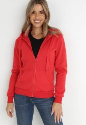 Czerwona Bluza z Kapturem Zapinana na Suwak Bran. Czerwone bluzy z kapturem damskie Born2be, l, z materiału. Za 44.99 zł.