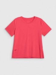 4F Koszulka treningowa loose szybkoschnąca damska - koralowa S. Czerwone t-shirty damskie 4f, s, bez wzorów, z materiału, bez kołnierzyka. Za 79.99 zł.