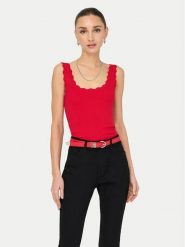 JDY Top Nanna 15290585 Czerwony Slim Fit. Czerwone topy damskie JDY, xs, bez wzorów, z wiskozy, bez kołnierzyka. Za 69.99 zł.