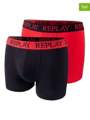Replay Underwear Bokserki (2 pary) w kolorze czerwonym i czarnym rozmiar: XXL. Czarne bokserki męskie Replay Underwear, bez wzorów. Za 43.99 zł.