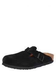 Birkenstock Skórzane klapki "Boston" w kolorze czarnym rozmiar: 44. Czarne klapki damskie Birkenstock, bez wzorów, ze skóry, bez obcasa. Za 524.62 zł.