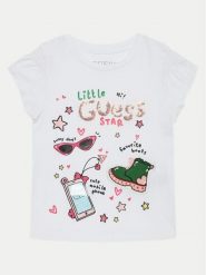 Guess T-Shirt K5RI14 K6YW4 Biały Regular Fit. Białe koszulki dziewczęce Guess, z aplikacjami, z bawełny, bez ramiączek. Za 69.99 zł.