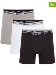 Reebok Bokserki (3 pary) "Ainslie" w kolorze czarnym, szarym i białym rozmiar: XL. Białe bokserki męskie Reebok, bez wzorów. Za 56.99 zł.