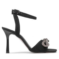 Sandały Karino. Czarne sandały damskie Karino, bez wzorów, bez obcasa, na szpilce. Za 289.99 zł.