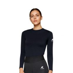Damska koszulka z długim rękawem z wełny merynosów - Bjork 140. Niebieskie t-shirty damskie FJORK MERINO, xl, bez wzorów, z elastanu, bez kołnierzyka. W wyprzedaży za 239.00 zł.