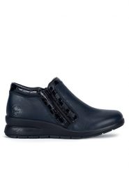 Rieker Półbuty L4883-14 Granatowy. Niebieskie półbuty damskie Rieker, bez wzorów, ze skóry, bez obcasa, na koturnie. Za 379.99 zł.