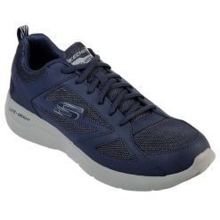 Buty sportowe Sneakersy męskie, Skechers Dynamight 2.0 - Fallford. Niebieskie buty sportowe na co dzień męskie Skechers, bez zapięcia, trekkingowe. Za 239.99 zł.