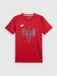 4F Koszulka kibica męska - czerwona S. Czerwone t-shirty sportowe męskie 4f, m, bez ramiączek. Za 129.99 zł.