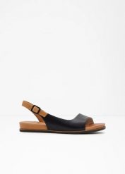 Sandały Jana o szerokim kroju. Czarne sandały damskie bonprix, bez wzorów, bez obcasa. Za 189.99 zł.