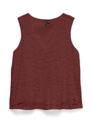 Vero Moda Bluzka w kolorze bordowym rozmiar: XL. Czerwone bluzki damskie Vero Moda, xl, bez wzorów, z koronki, bez kołnierzyka, bez ramiączek. Za 84.99 zł.