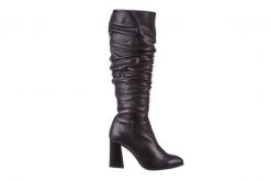 Kozaki Bayla-195 20K-7007 Black 195011, Czarny, Skóra naturalna - 40. Czarne kozaki damskie Bayla, ze skóry, bez obcasa, na słupku. W wyprzedaży za 404.10 zł.