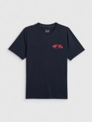 4F T-shirt regular gładki męski - granatowy XL. Niebieskie t-shirty męskie 4f, m, bez wzorów, z dresówki, bez kołnierzyka. Za 69.99 zł.