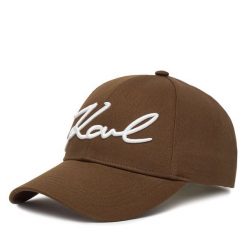 Czapka z daszkiem KARL LAGERFELD. Brązowe czapki z daszkiem damskie Karl Lagerfeld, bez wzorów. Za 299.99 zł.