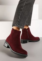 Bordowe Klasyczne Botki z Ociepleniem Rearielis. Czerwone botki damskie Born2be, z jeansu, eleganckie, bez obcasa, na obcasie, bez zapięcia. Za 129.99 zł.