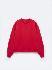 Bluza damska z niewielkim haftem czerwona Marika 603. Czerwone bluzy bez kaptura damskie Big Star, l, z bawełny. Za 199.99 zł.