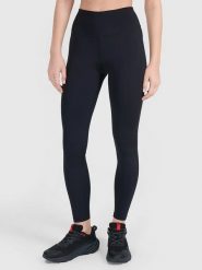 4F Legginsy sportowe w kolorze czarnym rozmiar: XS. Czarne legginsy damskie 4f, xs, bez wzorów, z materiału, z podwyższonym stanem, outdoorowe. Za 91.95 zł.