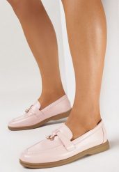 Różowe Eleganckie Mokasyny z Ozdobną Zawieszką Biaga. Czerwone mokasyny damskie Born2be. Za 69.99 zł.