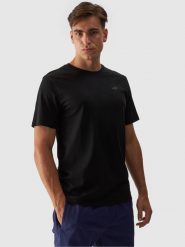4F T-shirt regular gładki męski - czarny S. Czarne t-shirty męskie 4f, m, bez wzorów, z bawełny, bez kołnierzyka. Za 49.99 zł.