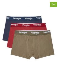 Wrangler Bokserki (3 pary) "Cadby" w kolorze granatowym, czerwonym i oliwkowym rozmiar: XL. Czerwone bokserki męskie Wrangler, bez wzorów. Za 59.45 zł.
