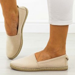 Beżowe espadryle damskie, półbuty Potocki 16332. Brązowe espadryle damskie POTOCKI, bez wzorów, z zamszu, bez obcasa. Za 89.00 zł.