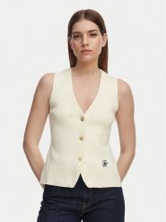 Tommy Hilfiger Top WW0WW49707 Beżowy jasny Slim Fit. Brązowe topy damskie Tommy Hilfiger, s, bez wzorów, z bawełny, bez ramiączek. Za 529.99 zł.