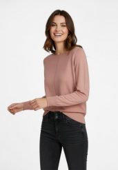 Luźny sweter S-MINDY. Czerwone swetry klasyczne damskie Volcano, m, z dzianiny, bez kołnierzyka. Za 139.99 zł.